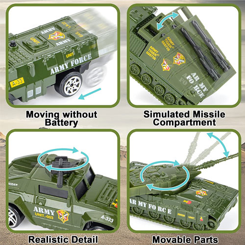 Bộ đồ chơi xe tăng vận tải chở 4 xe quân sự