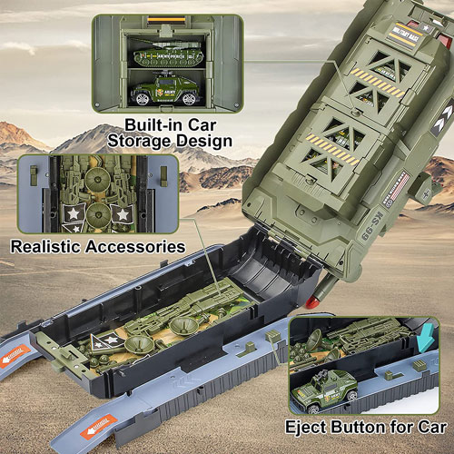 Bộ đồ chơi xe tăng vận tải chở 4 xe quân sự