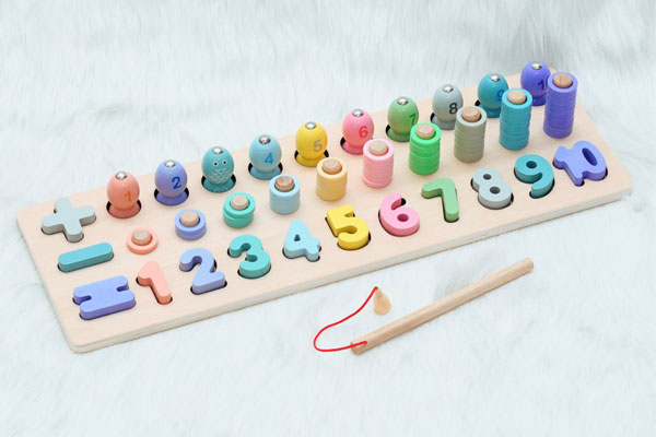 Hình ảnh bộ đồ chơi câu cá toán học bằng gỗ 