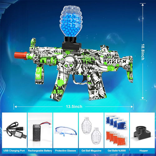 Bộ phụ kiện gồm kính bảo hộ, pin sạc, cáp sạc, hộp đạn, 4 túi gel ball, bình chứa đạn Bộ phụ kiện gồm kính bảo hộ, pin sạc, cáp sạc, hộp đạn, 4 túi gel ball, bình chứa đạn