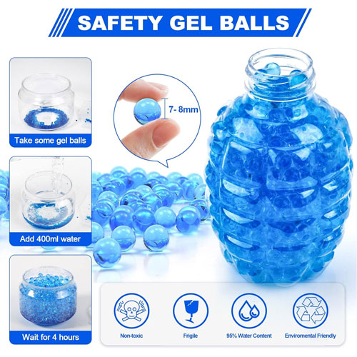 Đạn thạch an toàn với đường kính 7–8mm, làm từ 95% nước, không độc hại Đạn thạch an toàn với đường kính 7–8mm, làm từ 95% nước, không độc hại