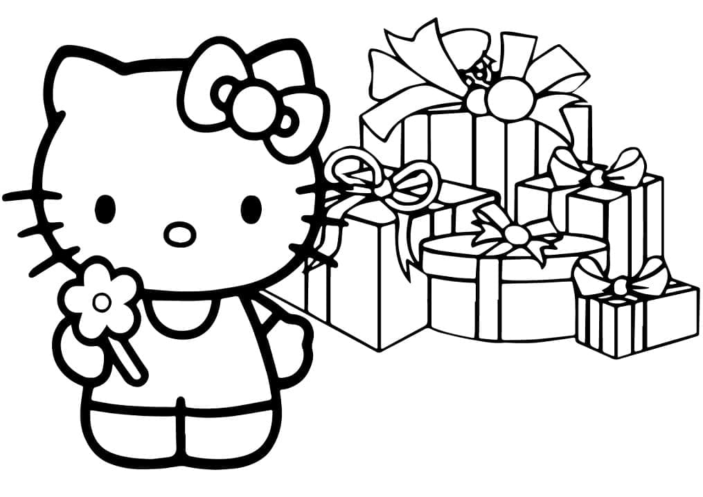 Tranh tô màu Hello Kitty siêu cute, dễ thương