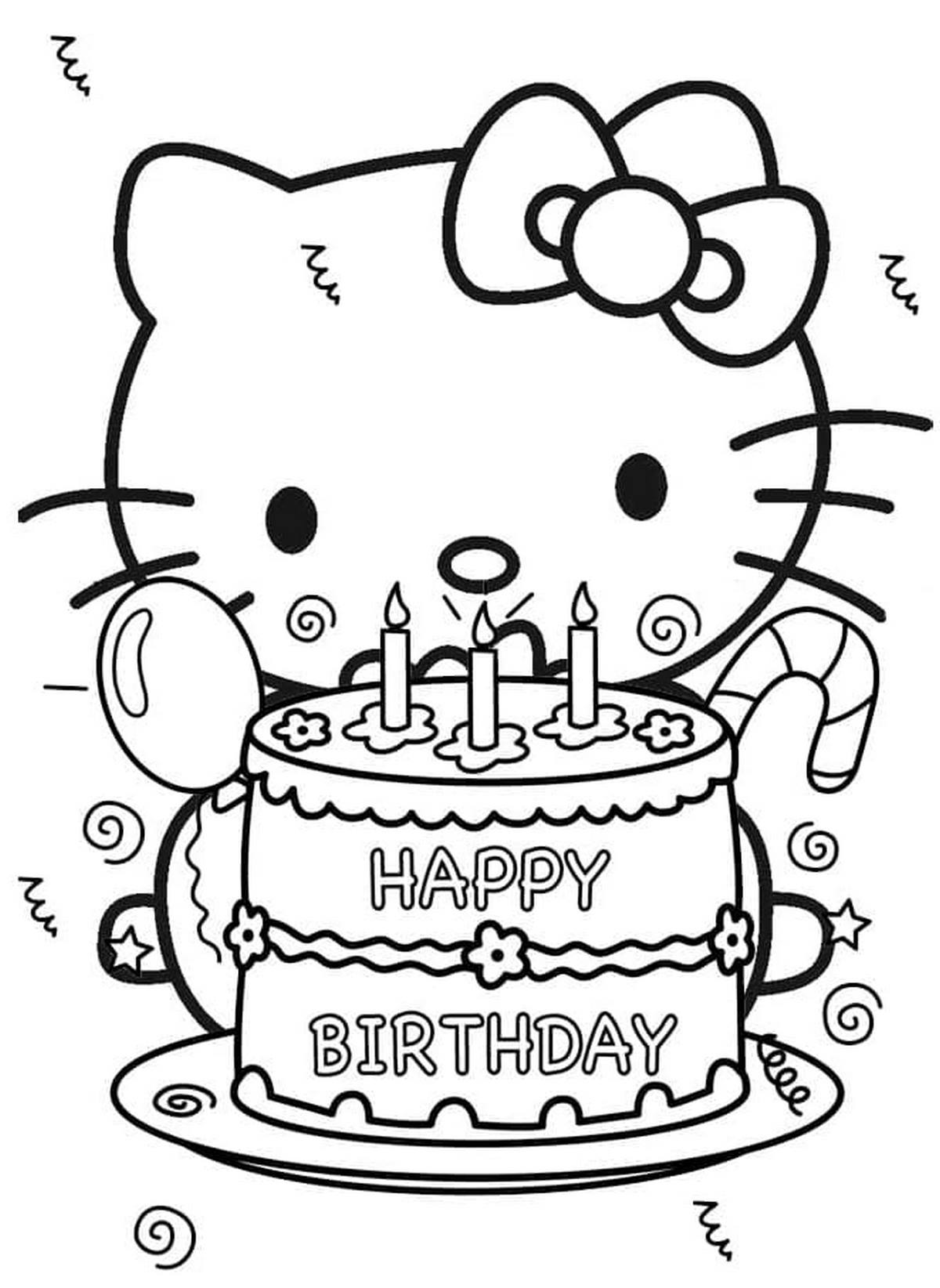 Tranh tô màu Hello Kitty siêu cute, dễ thương
