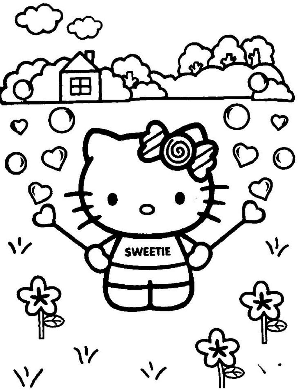 Tranh tô màu Hello Kitty siêu cute, dễ thương