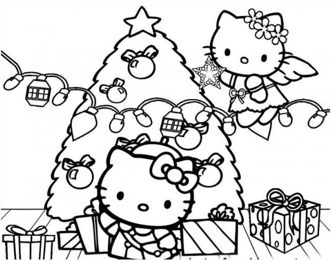 Tranh tô màu Hello Kitty siêu cute, dễ thương