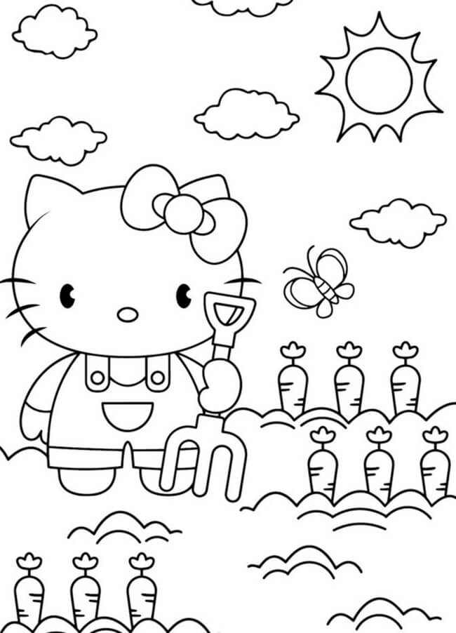 Tranh tô màu Hello Kitty siêu cute, dễ thương