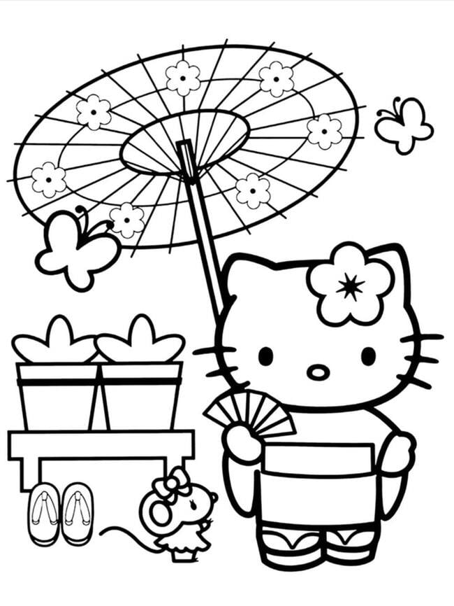 Tranh tô màu Hello Kitty siêu cute, dễ thương