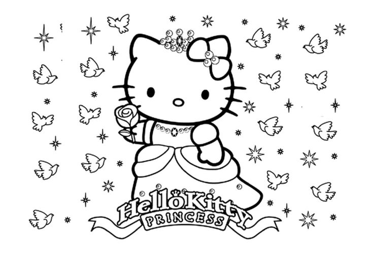 Tranh tô màu Hello Kitty siêu cute, dễ thương