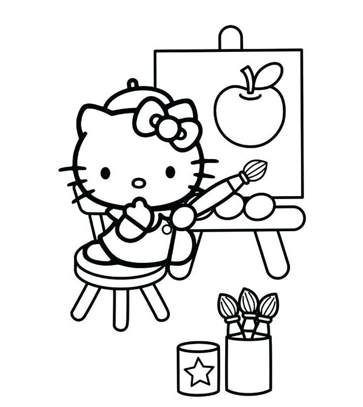 Tranh tô màu Hello Kitty siêu cute, dễ thương