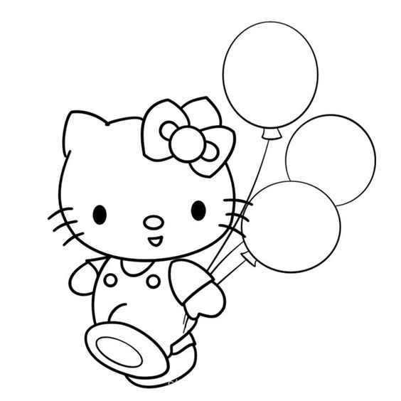 Tranh tô màu Hello Kitty siêu cute, dễ thương