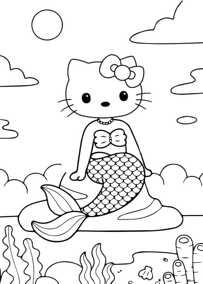 Tranh tô màu Hello Kitty siêu cute, dễ thương