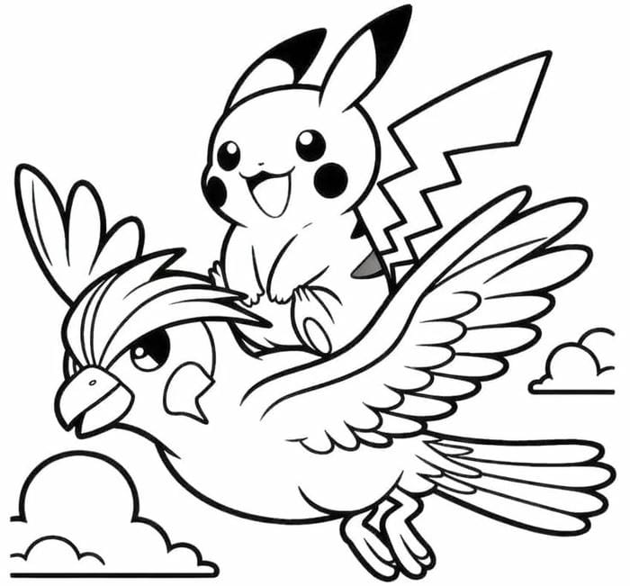 Tranh tô màu Pikachu siêu dễ thương